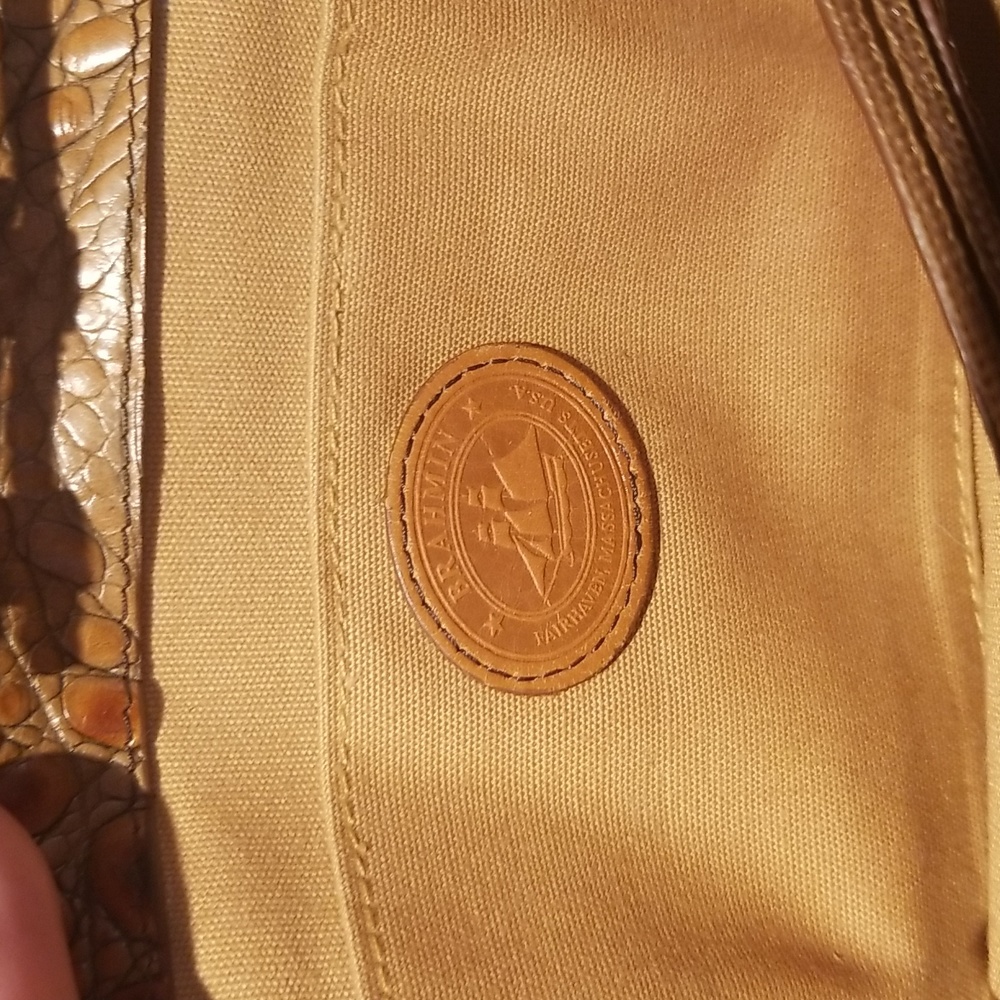 Brahmin Pecan Brown Croc Embossed Leather & Mesh Shoulder Bag / Clutch - Picture 11 of 14